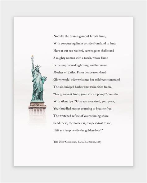 Statue Of Liberty Poem Printable